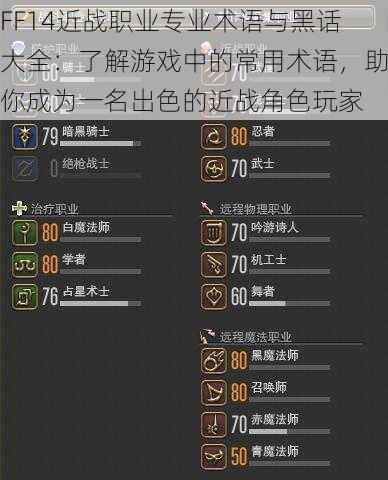 FF14近战职业专业术语与黑话大全：了解游戏中的常用术语，助你成为一名出色的近战角色玩家